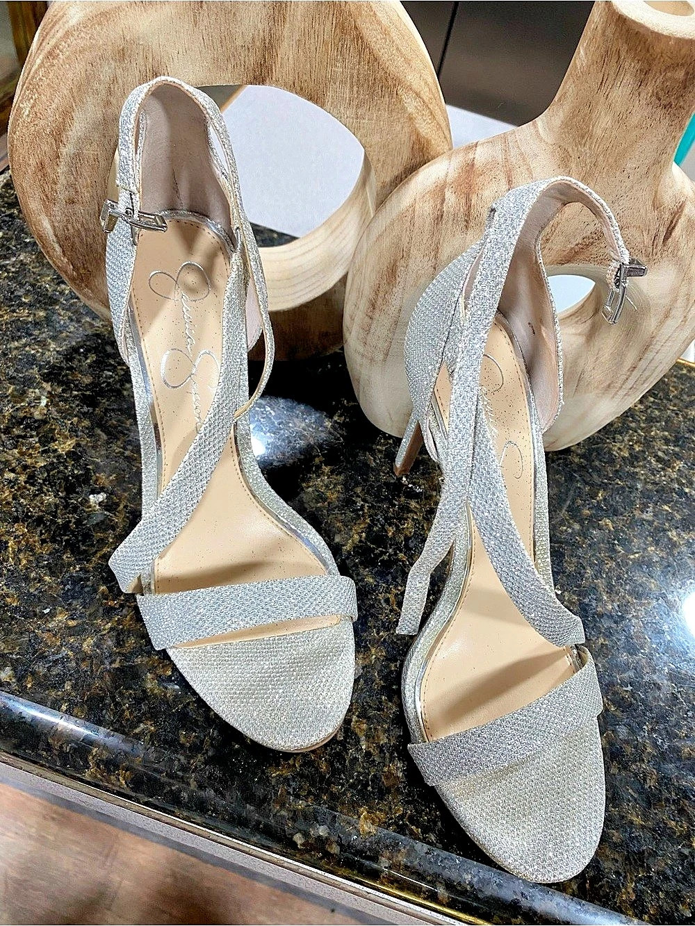 Jessica Simpson Baharia Ankle-Strap Dress Sandals Silver US 8.5